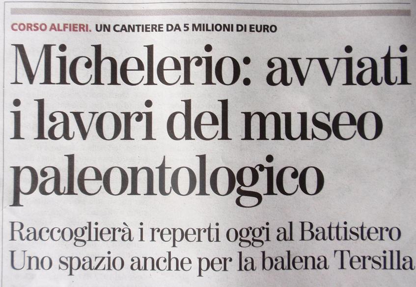 LA STAMPA:  Asti, nuovo Museo Paleontologico