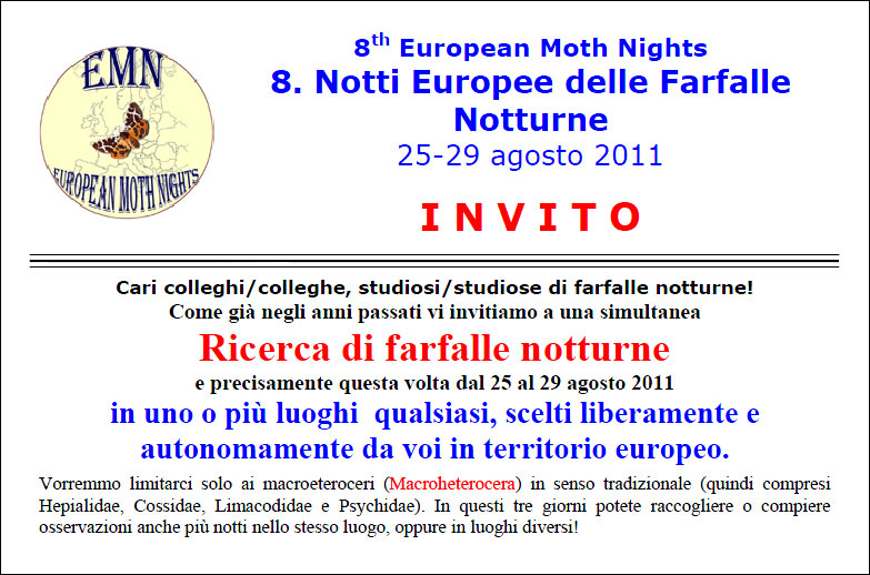 8e Notti Europee delle Farfalle Notturne 25-29 agosto 2011