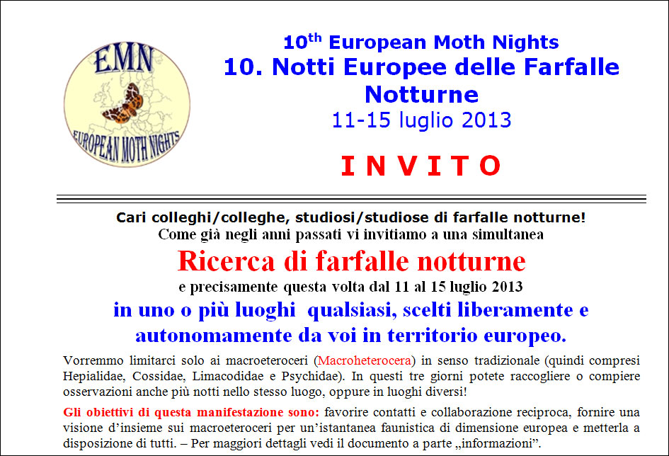 10. Notti Europee delle Farfalle Notturne 11-15 luglio 2013