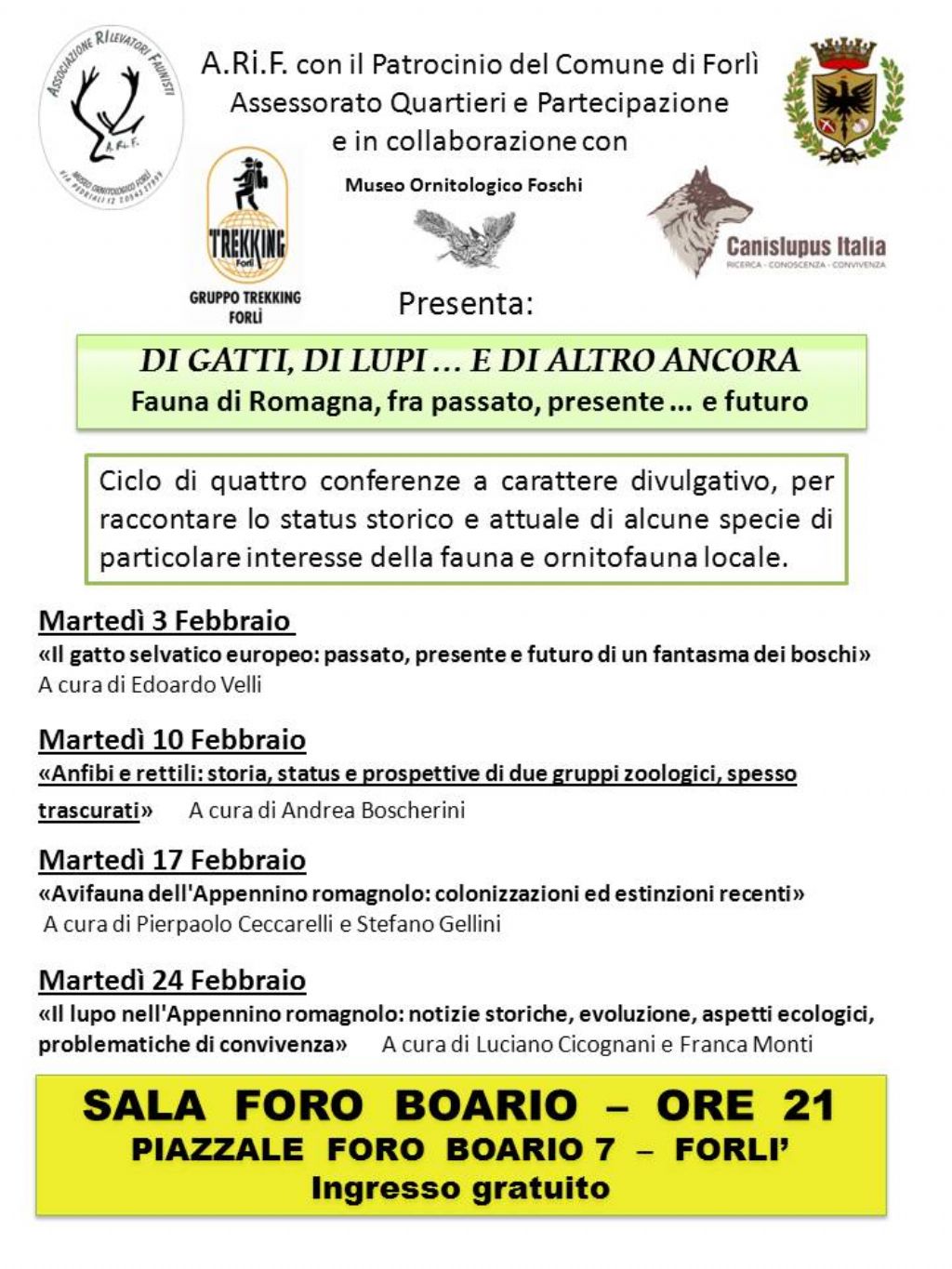 Conferenze sulla fauna in Romagna