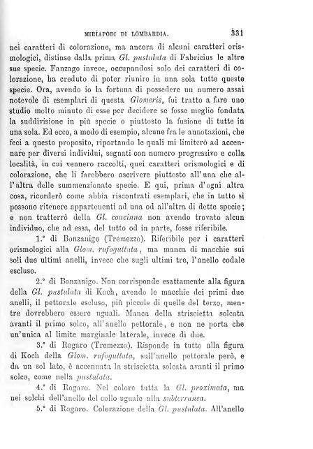 BROLEMANN  Glomeridae lombardi. Milano, 1880