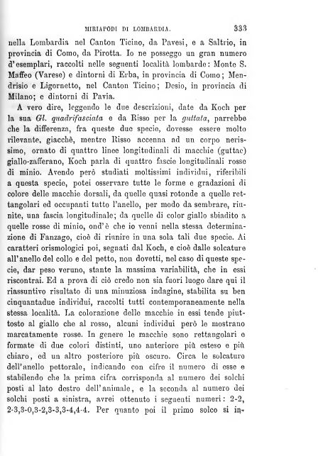 BROLEMANN  Glomeridae lombardi. Milano, 1880