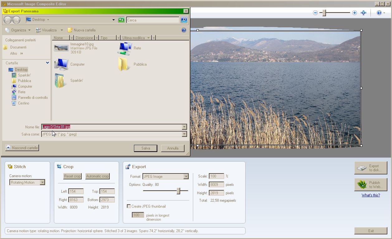 CREARE FOTO PANORAMICHE IN AUTOMATISMO (MIcrosoft ICE)